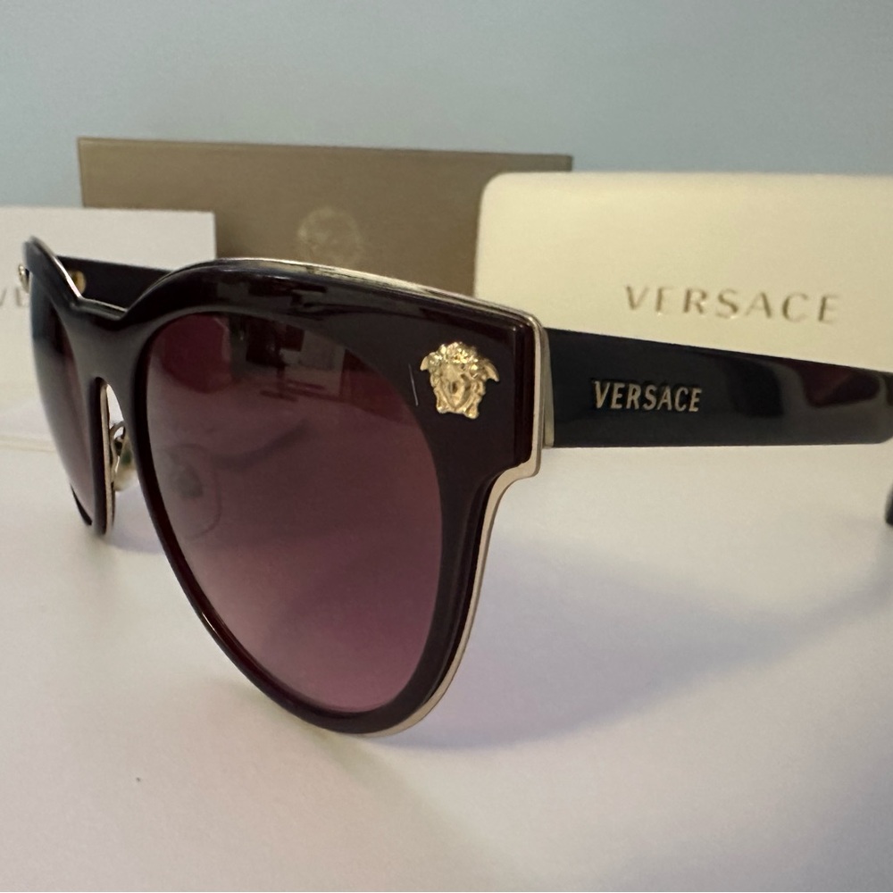 Versace Women's Elegant Burgundy Sunglasses - Picture 3 of 6